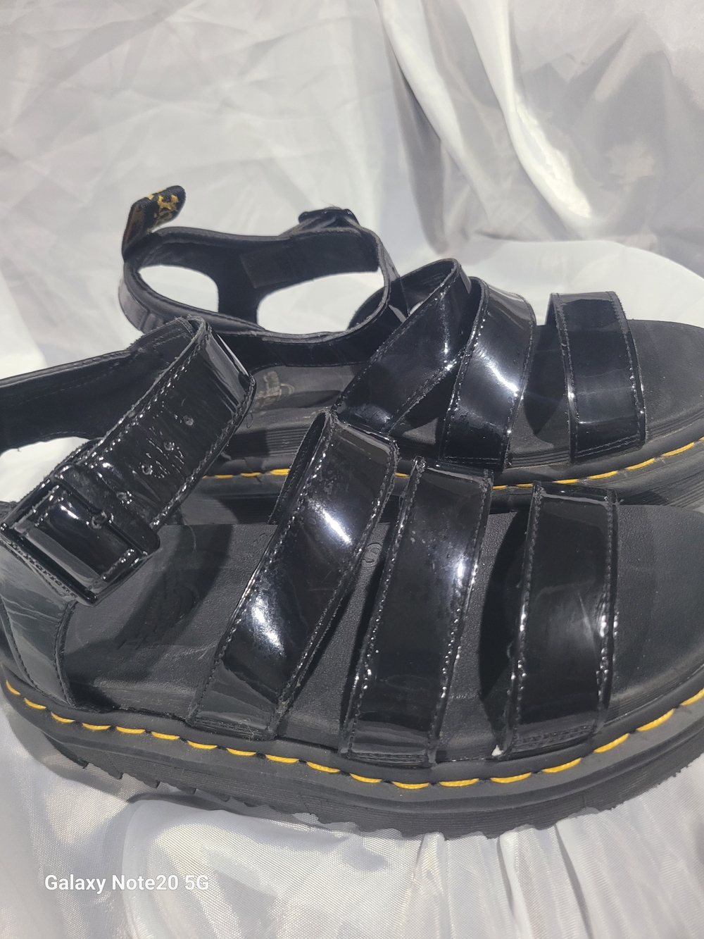 Dr. Martens Blaire Black Patent Leather Platform Sandals Size US 8 / UK 6 - Picture 4 of 10